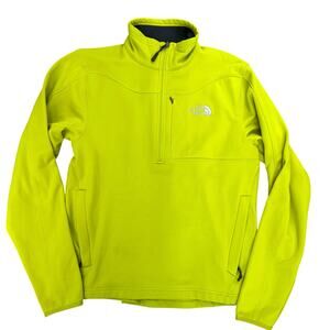 The North Face Men's Microfiber Fleece Jacket Yellow Medium Mock Neck Full Zip